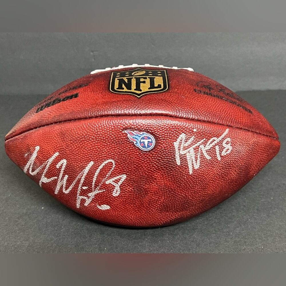 Official NFL Wilson Autograph Mariota Sharpe Matthews Game Used Football TITANS